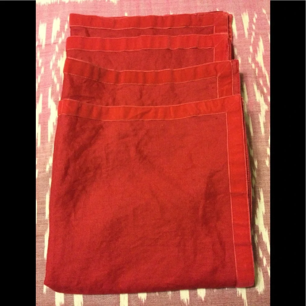 4 Pottery Barn red napkins